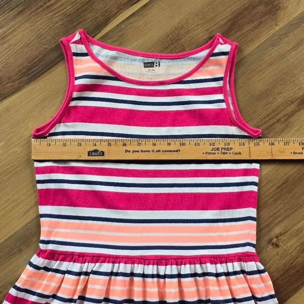 Crazy 8 Striped Sleeveless Dress Kids XL 14 Pink Orange‎ Multi Summer Preppy